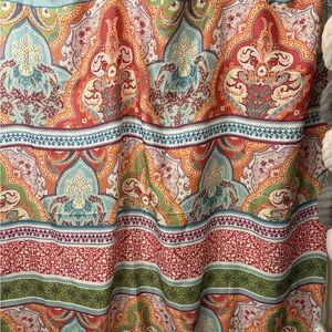 Paisley Multicolor Boho Curtain Panel - Red, Teal & Olive